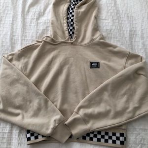 Cream/checkered vans hoodie
